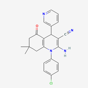 molecular formula C23H21ClN4O B11541101 2-Amino-1-(4-chlorophenyl)-7,7-dimethyl-5-oxo-4-(pyridin-3-yl)-1,4,5,6,7,8-hexahydroquinoline-3-carbonitrile CAS No. 311318-20-4