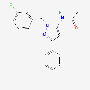 molecular formula C19H18ClN3O B11541134 N-[1-(3-chlorobenzyl)-3-(4-methylphenyl)-1H-pyrazol-5-yl]acetamide 