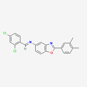 molecular formula C22H16Cl2N2O B11541153 N-[(E)-(2,4-dichlorophenyl)methylidene]-2-(3,4-dimethylphenyl)-1,3-benzoxazol-5-amine 