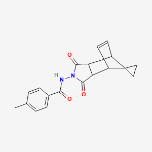 molecular formula C19H18N2O3 B11541184 N-(1,3-dioxo-1,3,3a,4,7,7a-hexahydro-2H-spiro[2-aza-4,7-methanoisoindole-8,1'-cyclopropan]-2-yl)-4-methylbenzamide 