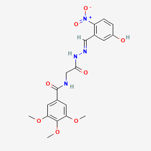 molecular formula C19H20N4O8 B11541229 N-({N'-[(E)-(5-Hydroxy-2-nitrophenyl)methylidene]hydrazinecarbonyl}methyl)-3,4,5-trimethoxybenzamide 