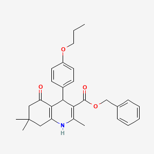 molecular formula C29H33NO4 B11541251 Benzyl 2,7,7-trimethyl-5-oxo-4-(4-propoxyphenyl)-1,4,5,6,7,8-hexahydroquinoline-3-carboxylate 