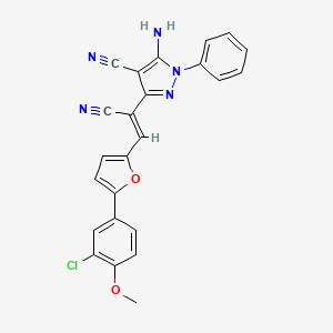 molecular formula C24H16ClN5O2 B11541263 5-amino-3-{(Z)-2-[5-(3-chloro-4-methoxyphenyl)furan-2-yl]-1-cyanoethenyl}-1-phenyl-1H-pyrazole-4-carbonitrile 