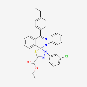 molecular formula C32H27ClN4O2S B11541286 ethyl 3'-(3-chlorophenyl)-4-(4-ethylphenyl)-2-phenyl-2H,3'H-spiro[phthalazine-1,2'-[1,3,4]thiadiazole]-5'-carboxylate 