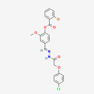 molecular formula C23H18BrClN2O5 B11541287 4-[(E)-{2-[(4-chlorophenoxy)acetyl]hydrazinylidene}methyl]-2-methoxyphenyl 2-bromobenzoate 