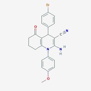 molecular formula C23H20BrN3O2 B11541307 2-Amino-4-(4-bromophenyl)-1-(4-methoxyphenyl)-5-oxo-1,4,5,6,7,8-hexahydroquinoline-3-carbonitrile 