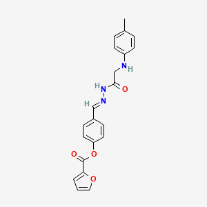 molecular formula C21H19N3O4 B11541371 4-[(E)-(2-{[(4-methylphenyl)amino]acetyl}hydrazinylidene)methyl]phenyl furan-2-carboxylate (non-preferred name) 