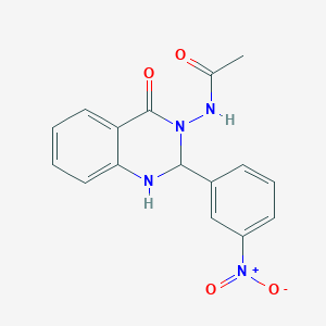 molecular formula C16H14N4O4 B11541405 N-[2-(3-nitrophenyl)-4-oxo-1,4-dihydroquinazolin-3(2H)-yl]acetamide 