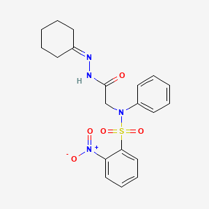 molecular formula C20H22N4O5S B11541414 N-[(N'-Cyclohexylidenehydrazinecarbonyl)methyl]-2-nitro-N-phenylbenzene-1-sulfonamide 