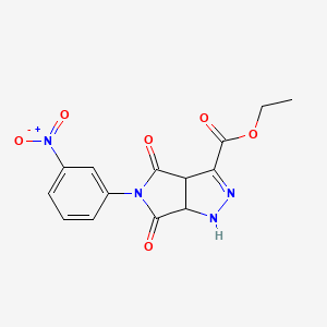 molecular formula C14H12N4O6 B11541521 Ethyl 5-(3-nitrophenyl)-4,6-dioxo-1,3a,4,5,6,6a-hexahydropyrrolo[3,4-c]pyrazole-3-carboxylate 
