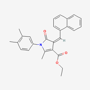 molecular formula C27H25NO3 B11541559 ethyl (4Z)-1-(3,4-dimethylphenyl)-2-methyl-4-(naphthalen-1-ylmethylidene)-5-oxo-4,5-dihydro-1H-pyrrole-3-carboxylate 