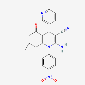 molecular formula C23H21N5O3 B11541567 2-Amino-7,7-dimethyl-1-(4-nitrophenyl)-5-oxo-4-(pyridin-3-yl)-1,4,5,6,7,8-hexahydroquinoline-3-carbonitrile CAS No. 311323-40-7