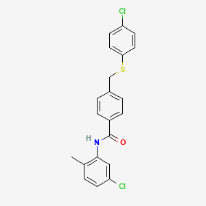 molecular formula C21H17Cl2NOS B11541819 N-(5-chloro-2-methylphenyl)-4-{[(4-chlorophenyl)sulfanyl]methyl}benzamide 