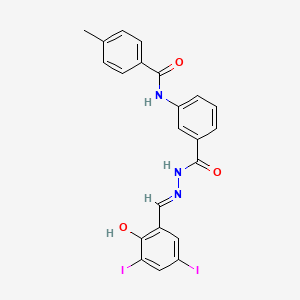 molecular formula C22H17I2N3O3 B11541912 N-(3-{[(2E)-2-(2-hydroxy-3,5-diiodobenzylidene)hydrazinyl]carbonyl}phenyl)-4-methylbenzamide 
