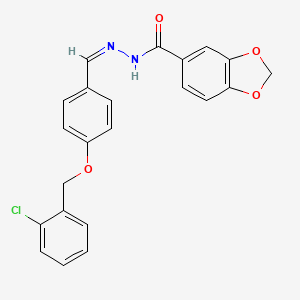 molecular formula C22H17ClN2O4 B11541961 N'-[(Z)-{4-[(2-chlorobenzyl)oxy]phenyl}methylidene]-1,3-benzodioxole-5-carbohydrazide 