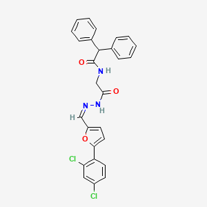 molecular formula C27H21Cl2N3O3 B11542026 N-{2-[(2Z)-2-{[5-(2,4-dichlorophenyl)furan-2-yl]methylidene}hydrazinyl]-2-oxoethyl}-2,2-diphenylacetamide (non-preferred name) 