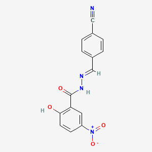 molecular formula C15H10N4O4 B11542042 N'-[(E)-(4-cyanophenyl)methylidene]-2-hydroxy-5-nitrobenzohydrazide 