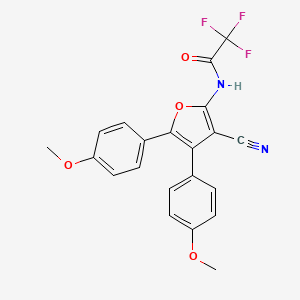 molecular formula C21H15F3N2O4 B11542146 N-[3-cyano-4,5-bis(4-methoxyphenyl)furan-2-yl]-2,2,2-trifluoroacetamide 