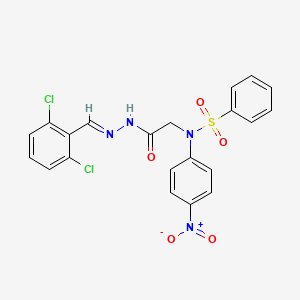 molecular formula C21H16Cl2N4O5S B11542182 N-({N'-[(E)-(2,6-Dichlorophenyl)methylidene]hydrazinecarbonyl}methyl)-N-(4-nitrophenyl)benzenesulfonamide 
