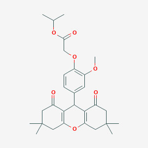molecular formula C29H36O7 B11542252 propan-2-yl [2-methoxy-4-(3,3,6,6-tetramethyl-1,8-dioxo-2,3,4,5,6,7,8,9-octahydro-1H-xanthen-9-yl)phenoxy]acetate 