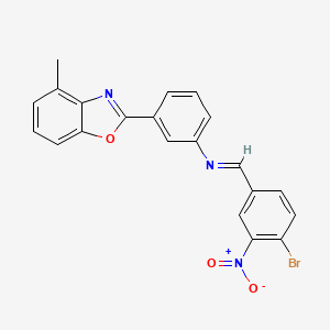 molecular formula C21H14BrN3O3 B11542271 N-[(E)-(4-bromo-3-nitrophenyl)methylidene]-3-(4-methyl-1,3-benzoxazol-2-yl)aniline 