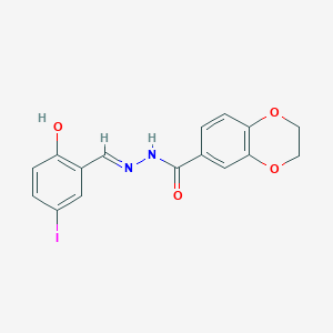molecular formula C16H13IN2O4 B11542519 N'-[(E)-(2-hydroxy-5-iodophenyl)methylidene]-2,3-dihydro-1,4-benzodioxine-6-carbohydrazide 