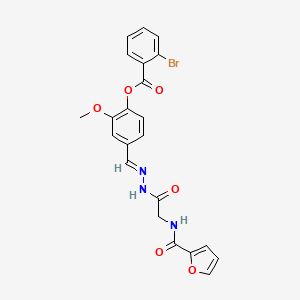 molecular formula C22H18BrN3O6 B11542601 4-[(E)-({2-[(Furan-2-YL)formamido]acetamido}imino)methyl]-2-methoxyphenyl 2-bromobenzoate 