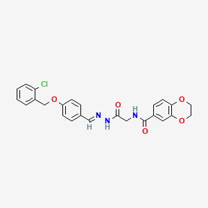 molecular formula C25H22ClN3O5 B11542611 N-({N'-[(E)-{4-[(2-Chlorophenyl)methoxy]phenyl}methylidene]hydrazinecarbonyl}methyl)-2,3-dihydro-1,4-benzodioxine-6-carboxamide 
