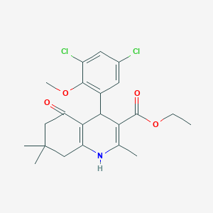 molecular formula C22H25Cl2NO4 B11542629 Ethyl 4-(3,5-dichloro-2-methoxyphenyl)-2,7,7-trimethyl-5-oxo-1,4,5,6,7,8-hexahydroquinoline-3-carboxylate 
