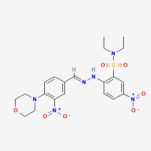 molecular formula C21H26N6O7S B11542685 N,N-diethyl-2-{(2E)-2-[4-(morpholin-4-yl)-3-nitrobenzylidene]hydrazinyl}-5-nitrobenzenesulfonamide 
