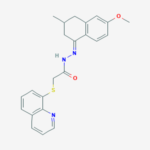 molecular formula C23H23N3O2S B11542747 N'-[(1E)-6-methoxy-3-methyl-3,4-dihydronaphthalen-1(2H)-ylidene]-2-(quinolin-8-ylsulfanyl)acetohydrazide 