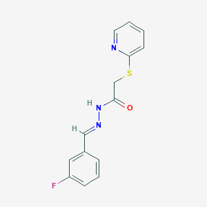 molecular formula C14H12FN3OS B11542861 N'-[(E)-(3-fluorophenyl)methylidene]-2-(pyridin-2-ylsulfanyl)acetohydrazide 