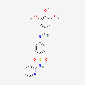 molecular formula C21H21N3O5S B11542904 N-(pyridin-2-yl)-4-{[(E)-(3,4,5-trimethoxyphenyl)methylidene]amino}benzenesulfonamide 