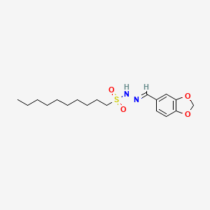 molecular formula C18H28N2O4S B11542913 N'-[(E)-1,3-benzodioxol-5-ylmethylidene]decane-1-sulfonohydrazide 