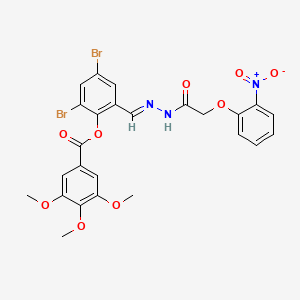 molecular formula C25H21Br2N3O9 B11542927 2,4-dibromo-6-[(E)-{2-[(2-nitrophenoxy)acetyl]hydrazinylidene}methyl]phenyl 3,4,5-trimethoxybenzoate 