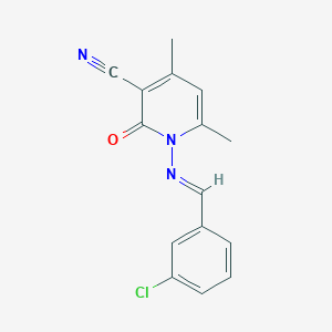 molecular formula C15H12ClN3O B11542943 1-{[(E)-(3-chlorophenyl)methylidene]amino}-4,6-dimethyl-2-oxo-1,2-dihydropyridine-3-carbonitrile 