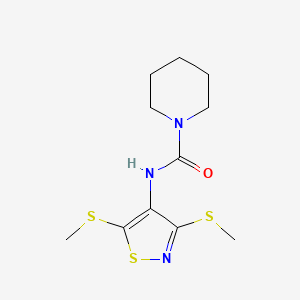 molecular formula C11H17N3OS3 B11542962 N-[3,5-bis(methylsulfanyl)-1,2-thiazol-4-yl]piperidine-1-carboxamide 