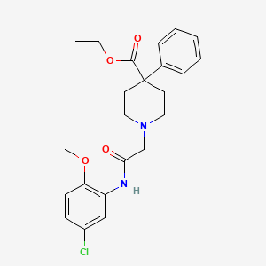 molecular formula C23H27ClN2O4 B11542996 Ethyl 1-{2-[(5-chloro-2-methoxyphenyl)amino]-2-oxoethyl}-4-phenylpiperidine-4-carboxylate 