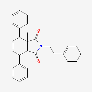 molecular formula C29H31NO2 B11543007 2-[2-(cyclohex-1-en-1-yl)ethyl]-3a-methyl-4,7-diphenyl-3a,4,7,7a-tetrahydro-1H-isoindole-1,3(2H)-dione 