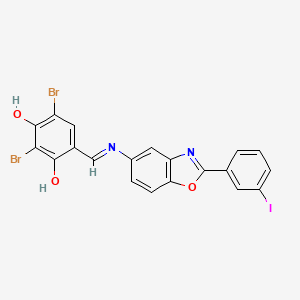 molecular formula C20H11Br2IN2O3 B11543029 2,4-dibromo-6-[(E)-{[2-(3-iodophenyl)-1,3-benzoxazol-5-yl]imino}methyl]benzene-1,3-diol 