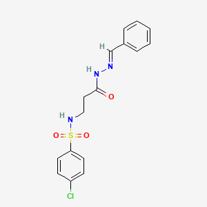 molecular formula C16H16ClN3O3S B11543035 4-Chloro-N-(2-{N'-[(E)-phenylmethylidene]hydrazinecarbonyl}ethyl)benzene-1-sulfonamide 