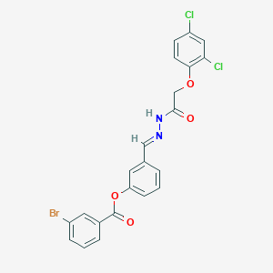 molecular formula C22H15BrCl2N2O4 B11543072 3-[(E)-{2-[(2,4-dichlorophenoxy)acetyl]hydrazinylidene}methyl]phenyl 3-bromobenzoate 