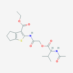 molecular formula C19H26N2O6S B11543075 ethyl 2-({[(N-acetylvalyl)oxy]acetyl}amino)-5,6-dihydro-4H-cyclopenta[b]thiophene-3-carboxylate 