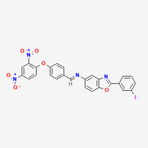 molecular formula C26H15IN4O6 B11543110 N-{(E)-[4-(2,4-dinitrophenoxy)phenyl]methylidene}-2-(3-iodophenyl)-1,3-benzoxazol-5-amine 