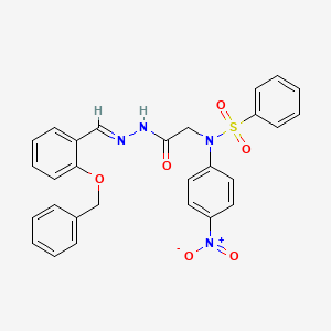 molecular formula C28H24N4O6S B11543179 N-({N'-[(E)-[2-(Benzyloxy)phenyl]methylidene]hydrazinecarbonyl}methyl)-N-(4-nitrophenyl)benzenesulfonamide 