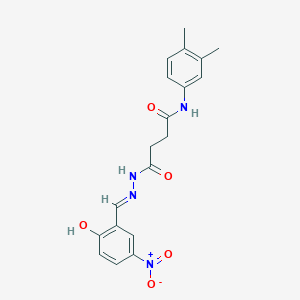 molecular formula C19H20N4O5 B11543185 N-(3,4-dimethylphenyl)-4-[(2E)-2-(2-hydroxy-5-nitrobenzylidene)hydrazinyl]-4-oxobutanamide 
