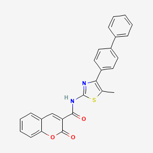 molecular formula C26H18N2O3S B11543223 N-[4-(biphenyl-4-yl)-5-methyl-1,3-thiazol-2-yl]-2-oxo-2H-chromene-3-carboxamide 