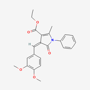 molecular formula C23H23NO5 B11543267 ethyl (4Z)-4-(3,4-dimethoxybenzylidene)-2-methyl-5-oxo-1-phenyl-4,5-dihydro-1H-pyrrole-3-carboxylate 