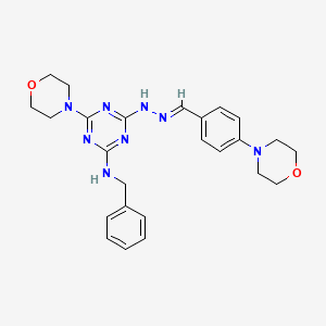 molecular formula C25H30N8O2 B11543303 N-benzyl-4-(morpholin-4-yl)-6-{(2E)-2-[4-(morpholin-4-yl)benzylidene]hydrazinyl}-1,3,5-triazin-2-amine 