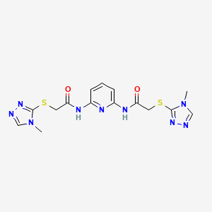 molecular formula C15H17N9O2S2 B11543317 N,N'-pyridine-2,6-diylbis{2-[(4-methyl-4H-1,2,4-triazol-3-yl)sulfanyl]acetamide} 